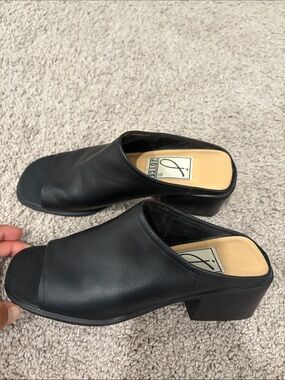 Joyce Vintage Y2K Black Leather Slide Mules for women size 6